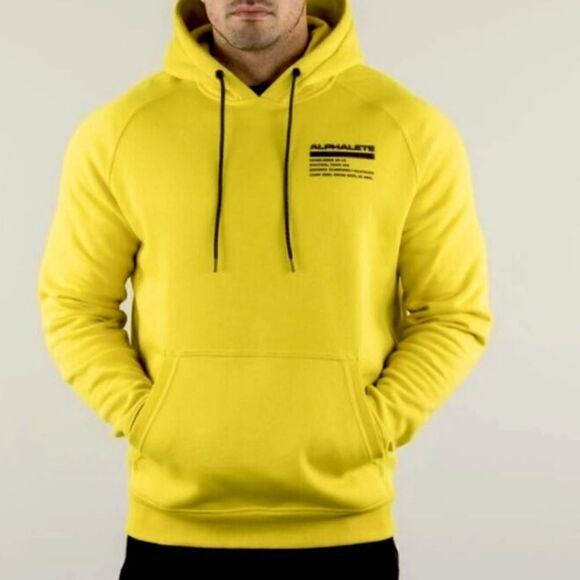 Alphalete Yellow Black Hooded Pullover Sweatshirt - Picture 2 of 13